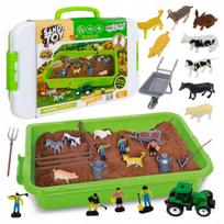 Click4Toys kinetinis smėlis vaikams su ūkininkavimo gyvūnais ir traktoriumi