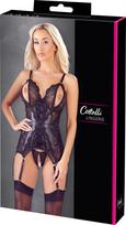 korsetai - Cottelli Lingerie Crotchless Basque korsetas, S Juodas (Black) - 2 nuotrauka