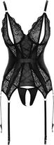 korsetai - Cottelli Lingerie Crotchless Basque korsetas, S Juodas (Black) - 4 nuotrauka