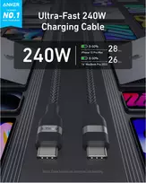 anker usb c laidas - Anker A82E2012 USB-C į USB-C kabelis 1.8 m Juodas (Black) - 4 nuotrauka