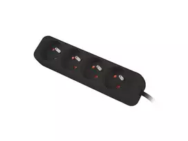 2500 - LANBERG PS0-04E-0100-IEC-BK, 1 m, 4 lizdai, Juodas (Black) - 2 nuotrauka