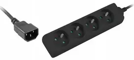 2500 - LANBERG PS0-04E-0100-IEC-BK, 1 m, 4 lizdai, Juodas (Black) - 6 nuotrauka