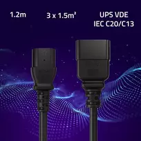 maitinimo laidas c13 - Qoltec 53991 Maitinimo kabelis UPS C20/C13 1,2 m Juoda (Black) - 6 nuotrauka