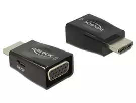 hdmi female hdmi male - Adapteris Delock HDMI male, VGA Female, juoda - 2 nuotrauka