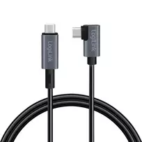 usb c kampinis 2m - LogiLink CU0183 USB-C 2.0m kampinis kabelis Juodas (Black) - 5 nuotrauka
