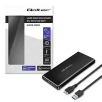 sata 3 kabelis - QOLTEC 51854 Hard drive Enclosure M.2 SATA SSD NGFF USB 3.0 - 4 nuotrauka