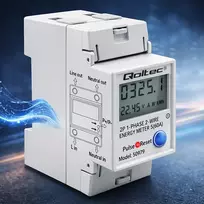 elektros skaitiklis - Qoltec 50979 Vienfazis elektroninis energijos suvartojimo skaitiklis DIN bėgiui, 230V, 60A, LCD, LED, 2P, RESET - 6 nuotrauka