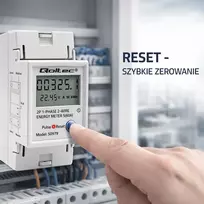 elektros skaitiklis - Qoltec 50979 Vienfazis elektroninis energijos suvartojimo skaitiklis DIN bėgiui, 230V, 60A, LCD, LED, 2P, RESET - 8 nuotrauka