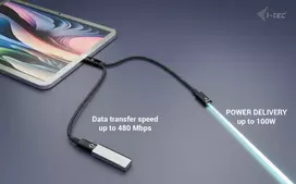 usb power delivery - I-tec USB-C Audio/Data Splitter Cable 100W Juodas (Black) - 3 nuotrauka