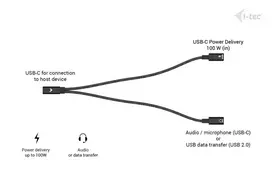 usb power delivery - I-tec USB-C Audio/Data Splitter Cable 100W Juodas (Black) - 5 nuotrauka