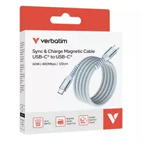 adapteriai type c - Verbatim USB laidas USB C (M) – USB C (M), 60W, 1,2m, magnetinis, mėlynas, dėžutė, 31852 - 2 nuotrauka