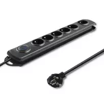 virsitampio - Ilgiklis Qoltec 50112, 6 lizdai, 3 m, Juodas (Black) - 8 nuotrauka