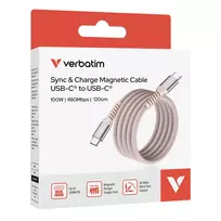 charging usb c 2m - Verbatim USB laidas USB C (M) – USB C (M), 100W, 1,2m, magnetinis, rožinis, dėžutė, 31857 - 2 nuotrauka