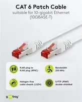 cat6 kabelis 15m - goobay Network cable CAT6 SSTP RJ45 baltas 15,0m - 2 nuotrauka