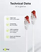 cat6 kabelis 15m - goobay Network cable CAT6 SSTP RJ45 baltas 15,0m - 6 nuotrauka