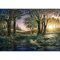 puzzle deliones 1000 - Schmidt Spiele Terry Redlin: Morning Magic at the Pond, 1000 det. - 2 nuotrauka