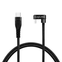 usb laidas kampinis - LogiLink CU0194 USB 2.0 Type-C Kampinis Kabelis, 3 m, Juodas (Black) - 3 nuotrauka
