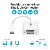 adapteriai vga - StarTech USB-C TO VGA ADAPTERIS - Baltas/. - 5 nuotrauka