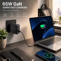 pd pps ikroviklis - Qoltec GaN 65W USB-C PD PPS įkroviklis 5-21V 3-3.25A - 6 nuotrauka
