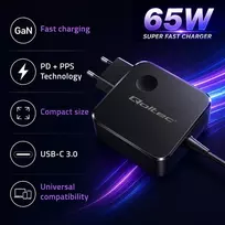 pd pps ikroviklis - Qoltec GaN 65W USB-C PD PPS įkroviklis 5-21V 3-3.25A - 7 nuotrauka