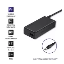 desktop - Qoltec AC Adapter 72W 12V 6A 5.5*2.5 / 51107 - 5 nuotrauka