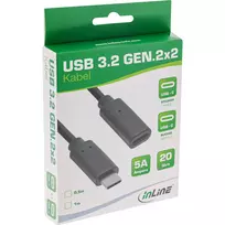 usb c 3 2 gen 2 kabelis - Laidas InLine, juoda, 1 m - 2 nuotrauka