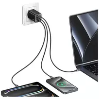 fastai - USAMS JC Series CC266 65W GaN Fast Charger 2xUSB-C 1xUSB-A Baltas (White) - 5 nuotrauka