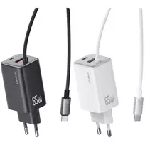 fastai - USAMS JC Series CC266 65W GaN Fast Charger 2xUSB-C 1xUSB-A Baltas (White) - 9 nuotrauka