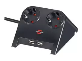 desktop - BRENNENSTUHL 2 lizdų, 2xUSB, 1.8m, juodas / Desktop-Power 1153500222 - 2 nuotrauka