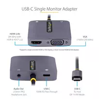senukai vga hdmi - Adapteris StarTech USB-C - HDMI/VGA USB-C male, HDMI/VGA female, pilka - 3 nuotrauka