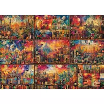 puzzle 2000 - Schmidt Spiele Indulgent Escape: Traveling with Books and Wine, 2000 det. - 2 nuotrauka