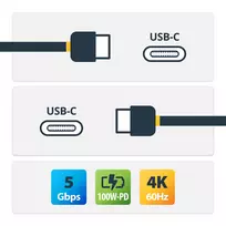 usb c usb c dp - StarTech.com USB-C į USB-C kabelis 2m Juodas (Black) / USB315CCV2M - 6 nuotrauka