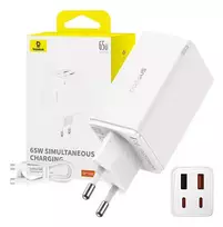 usb c 65w - Baseus GaN6 Pro greitas įkroviklis, 2xUSB-C + 2xUSB, 65W Baltas (White) - 4 nuotrauka