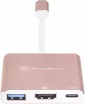 hdmi female hdmi male - Adapteris SilverStone USB-C - HDMI/USB/USB-C USB-C male, HDMI/USB/USB-C female, rožinė - 6 nuotrauka