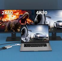adapteris usb to hdmi - j5create USB-C į dvigubą HDMI kelių monitorių adapteris JCA365-N Sidabrinis (Silver) - 2 nuotrauka