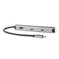 nesiojamu kompiuteriu laidai - Nedis USB Multi-Port-Adapteris USB 3.2 Gen1 6-in-1 - USB-C™ Stecker, HDMI™ Ausgang, RJ45 Buchse, 2x USB-A Buchse, 2x USB-C™, 5Gbps, grau - 7 nuotrauka