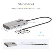 adapteris usb to hdmi - StarTech 167B-USBC-MULTIPORT USB-C Multiport Adapter Juodas (Black) - 4 nuotrauka