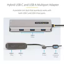 adapteris usb to hdmi - StarTech 167B-USBC-MULTIPORT USB-C Multiport Adapter Juodas (Black) - 6 nuotrauka