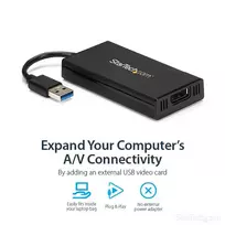 displayport kabelis 4k - StarTech USB 3.0 į DisplayPort 4K Juodas (USB32DP4K) - 4 nuotrauka