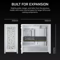 pc case - Corsair Frame 5000D PC-kompiuterio korpusas, Midi-Tower, E-ATX, Tempered Glass - baltos spalvos - 7 nuotrauka