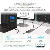 adapteris usb to hdmi - StarTech USB-C to Dual-HDMI Adapter / 109B-USBC-HDMI - 3 nuotrauka