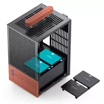 pc case - Jonsbo T6 Mini-Tower, Mini-ITX, Tempered Glass, Medinė - Juodas (Black) - 4 nuotrauka