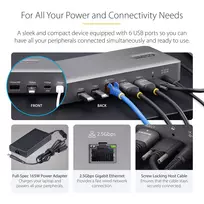 usb 100w laidas - StarTech USB4 Docking Station Dual 4K 155UE-USB4-DOCK Sidabras (Silver) - 6 nuotrauka