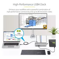 usb 100w laidas - StarTech USB4 Docking Station Dual 4K 155UE-USB4-DOCK Sidabras (Silver) - 9 nuotrauka