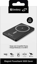 Sandberg Magnet Powerbank 5000 Saver, 5000mAh, 20W, juodas (black)
