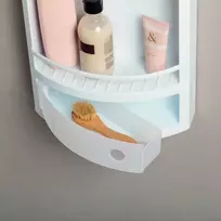 balta spintele su stalciais - Lentyna Tatay Corner Shelf With A Drawer White - 2 nuotrauka