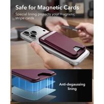 magsafe wallet deklas - ESR Classic RFID Magnetic MagSafe Wallet Stand Dark Cherry (Tamsiai bordo) - 3 nuotrauka