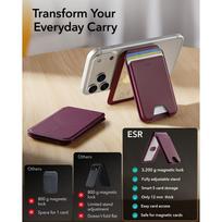 magsafe wallet deklas - ESR Classic RFID Magnetic MagSafe Wallet Stand Dark Cherry (Tamsiai bordo) - 8 nuotrauka