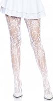 Leg Avenue Seamless Floral Lace Tights moteriškos pėdkelnės, baltos (White)