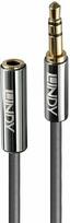 3.5mm male to 3.5mm female 5m - Lindy Cromo Line 3.5mm Male To Female Extension Audio Cable 0.5m Black - 1 nuotrauka